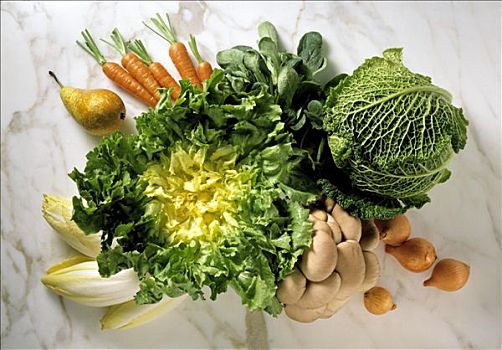 静物,蔬菜,水果,莴苣,蘑菇