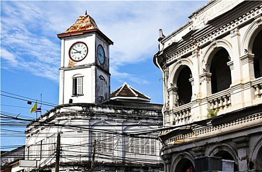 老建筑,普吉岛,城镇,泰国