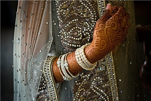 特写,散沫花染料,印度,新娘