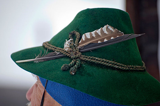 羽毛,装饰,绿色,帽子