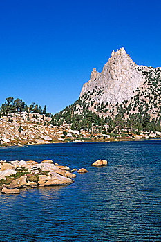 大教堂,顶峰,蓝绿色,水,湖,区域,优胜美地国家公园,加利福尼亚