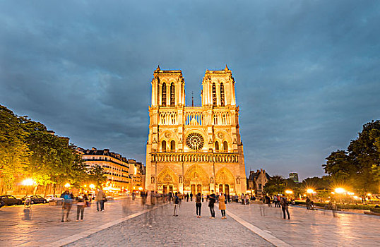 圣母大教堂,黄昏,室内,西部,建筑,巴黎,区域,法兰西岛,法国,欧洲