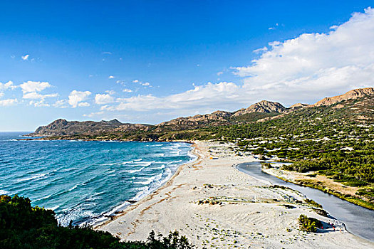 风景,海滩,嘴,河,科西嘉岛,法国