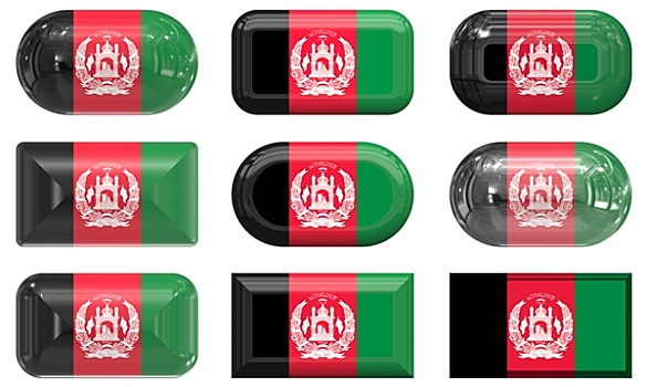 玻璃,扣,旗帜,阿富汗