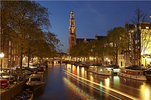 阿姆斯特丹,西部,教堂,晚上