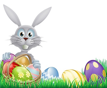 白色,复活节兔子,蛋