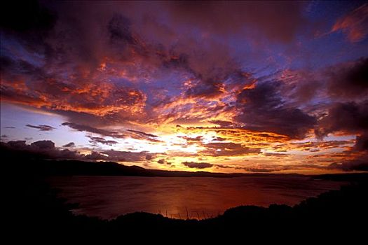 日落,湖,阿雷纳尔,水库,哥斯达黎加,中美洲