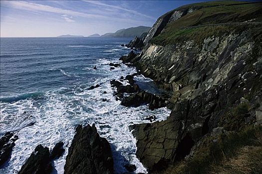 岩石,海岸线,丁格尔半岛,爱尔兰