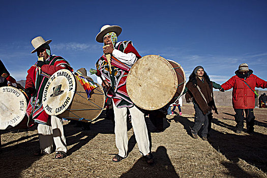 玻利维亚,帝华纳科,新年,节日,音乐人,打鼓