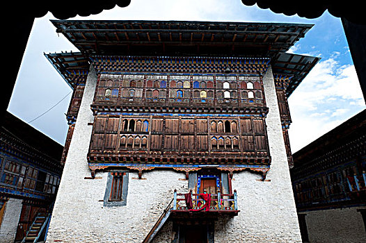 仰视,宫殿,山谷,布姆唐,地区,不丹