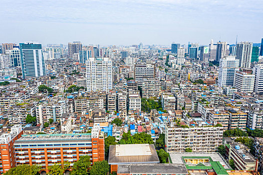 航拍广东广州越秀区城市街景