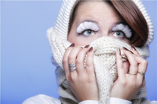 冬季时尚,女人,厚衣服,创意,化妆
