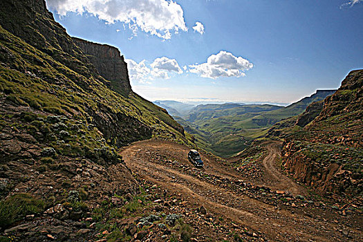 莱索托,边界,南非,德拉肯斯堡,山脉,四驱车,慢,道路,陡峭,倾斜