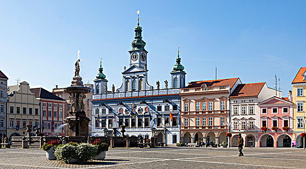 市政厅,历史,中心,布杰约维采,南,波希米亚,捷克共和国,欧洲