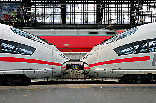 两个,火车,科隆,枢纽站,北莱茵-威斯特伐利亚,德国,欧洲