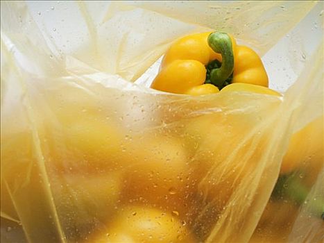 黄椒,塑料袋