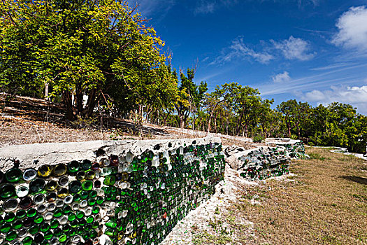 巴哈马,伊柳塞拉岛,港口,岛屿,墙壁,瓶子