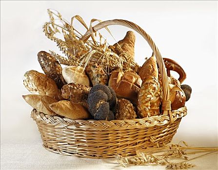 种类,面包卷,面包,谷穗,面包筐