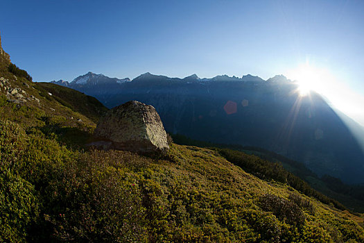 风景,日出,阿尔卑斯山,提洛尔,奥地利