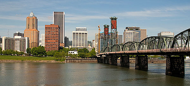 波特兰,俄勒冈,风景,河,市区