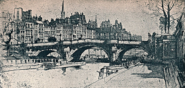 巴黎新桥,盘子,一个,巴黎,艺术家,年轻
