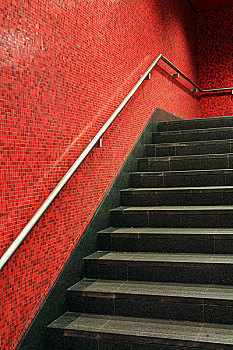 黑色,阶梯,红墙