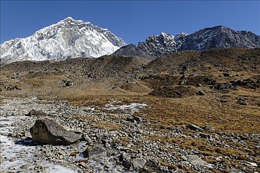 山谷,昆布,冰河,萨加玛塔国家公园,尼泊尔