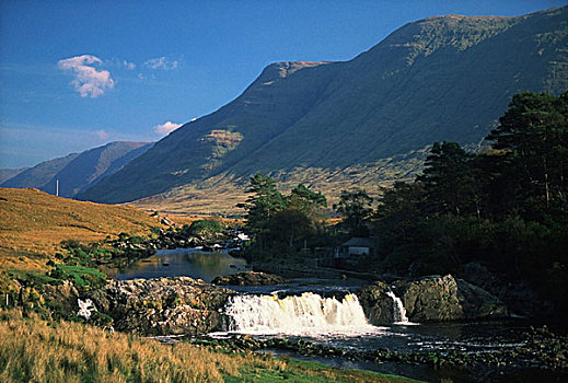 瀑布,母亲,山,爱尔兰