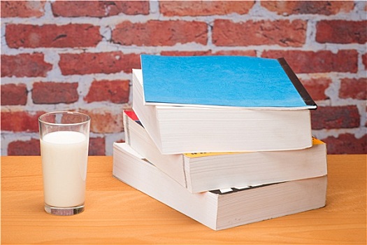 书本,学校,牛奶杯