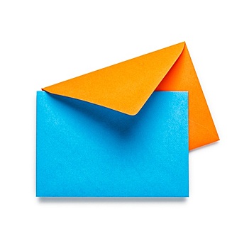 橙色,信封,蓝色,卡片