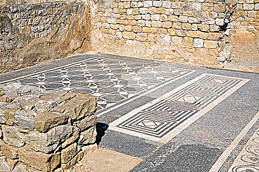 镶嵌图案,地面,房子,罗马,城市,默普里斯,西班牙,2007年