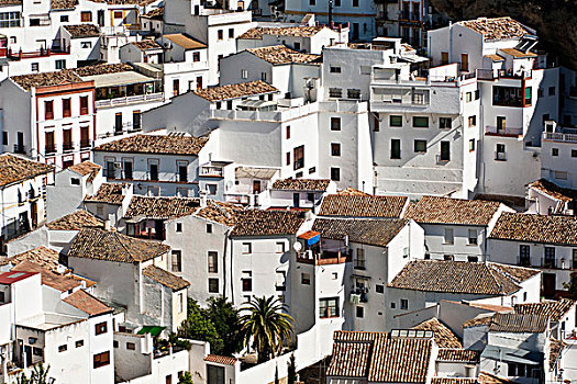屋顶,塞特尼尔,普韦布洛,白色,乡村,安达卢西亚,西班牙,欧洲