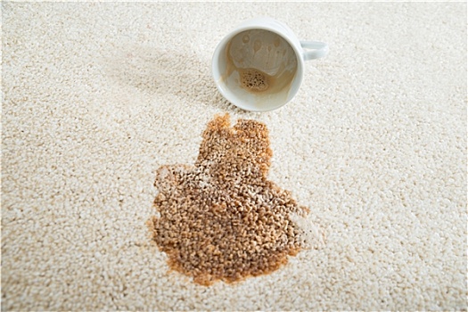 咖啡,溢出,杯子,地毯