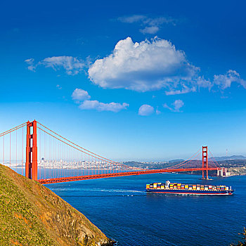 旧金山,金门大桥,商船,加利福尼亚