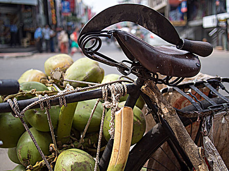 大砍刀,椰子,坐,室内,自行车,班加罗尔,印度