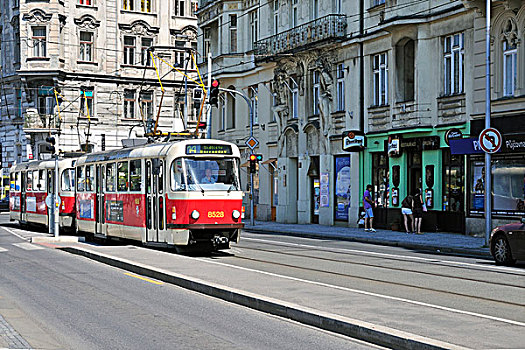 有轨电车,老城,布拉格,波希米亚,捷克共和国,欧洲