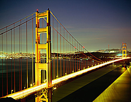 金门大桥,夜晚,旧金山,加利福尼亚,美国