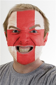 脸,疯狂,愤怒,男人,涂绘,彩色,英格兰,旗帜