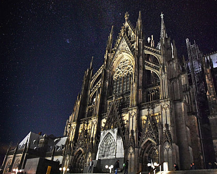 德国科隆,大教堂,夜景