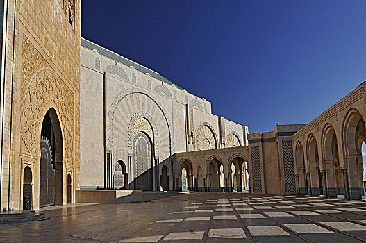 华丽,户外,哈桑二世清真寺,卡萨布兰卡,摩洛哥