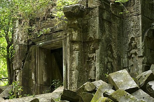 遗址,佛教寺庙,柬埔寨,东南亚