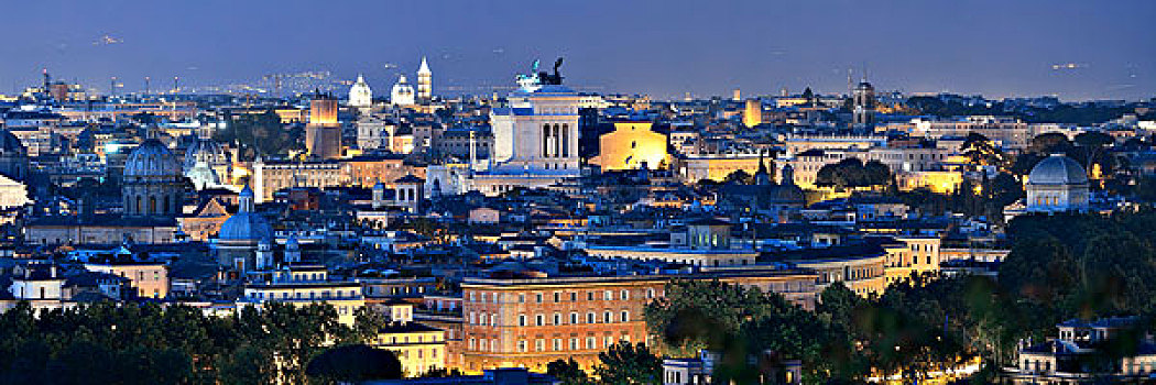 罗马,屋顶,全景,风景,天际线,古代建筑,意大利,夜晚