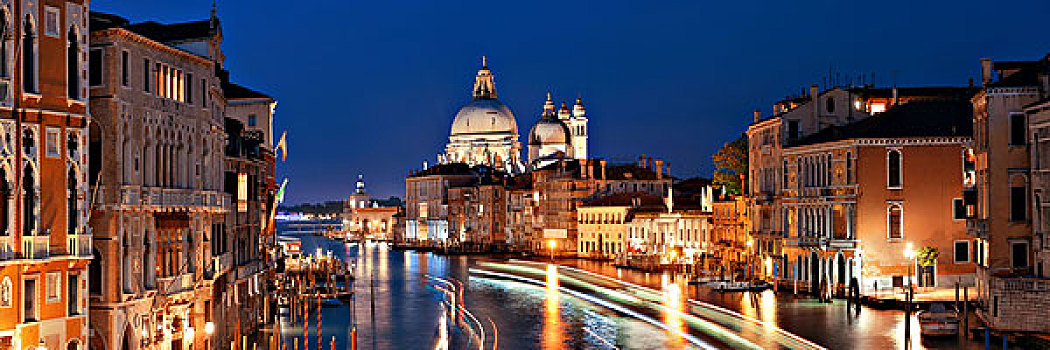 忙碌,威尼斯,大运河,全景,光影,夜晚,意大利