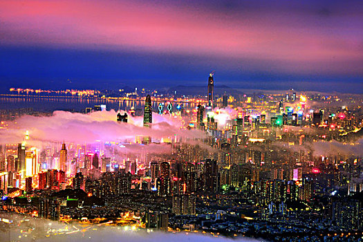 都市,深圳风光,城市景观,高楼,云雾,云海,夜景