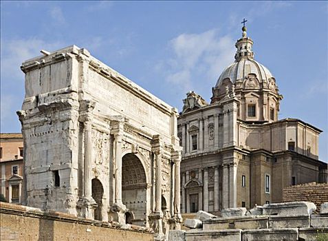 拱形,教堂,古罗马广场,罗马,意大利,欧洲