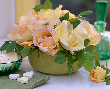 粉色,芳香,玫瑰,绿色,陶瓷,器具