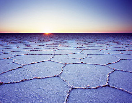 晨光,第一,阳光,盐湖,乌尤尼盐沼,高原,玻利维亚,南美