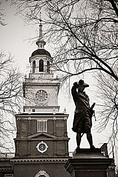 巴里,雕塑,独立大厅,历史地标,费城