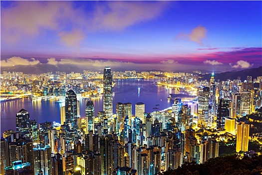 香港,天际线,日出