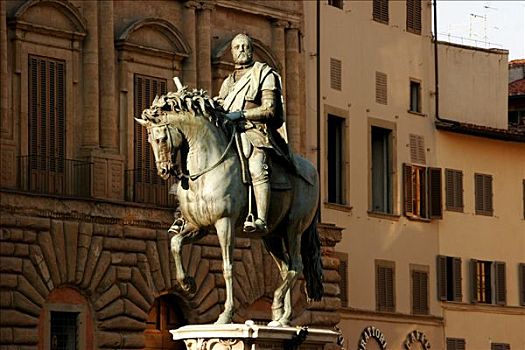 骑马,雕塑,市政广场,佛罗伦萨,托斯卡纳,意大利